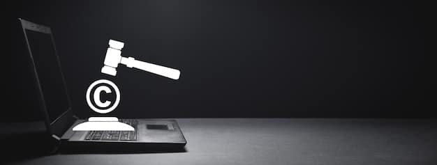 A gavel striking down on a computer screen displaying the FCC logo, symbolizing the regulatory changes affecting the internet. Keywords like 