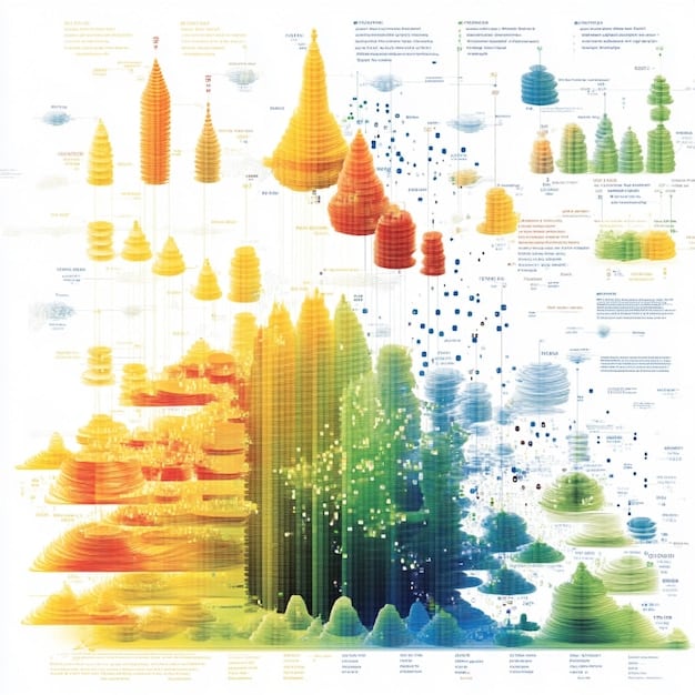 A visual representation of exploratory data analysis, showing various charts like histograms, scatter plots, and box plots. Each chart highlights different aspects of a dataset, illustrating how to identify patterns, outliers, and relationships between variables.