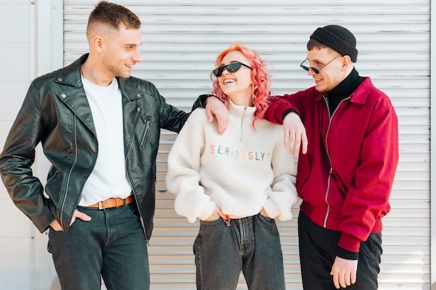 A close-up, stylish photo of the K-Pop group NewJeans, highlighting their youthful and trendy fashion sense. The image should capture their fresh-faced beauty and confident expressions, with a blurred urban backdrop.