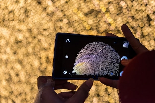 A close-up photo of a smartphone camera interface with glowing AI icons highlighting scene recognition, object tracking, and real-time image enhancement features. The focus is on the software's ability to enhance image quality automatically.